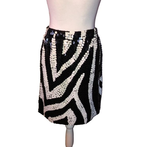 Vintage Cedars Skirt Womens M New with Defects Sequined Black Cream - Picture 4 of 16